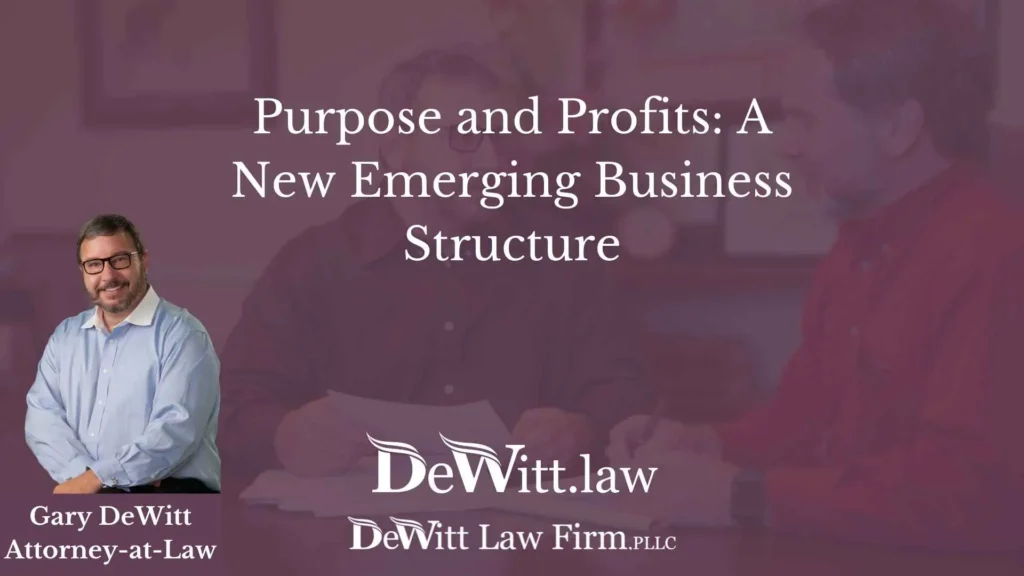 Purpose and Profits: A New Emerging Business Structure 1 Purpose and Profits: A New Emerging Business Structure