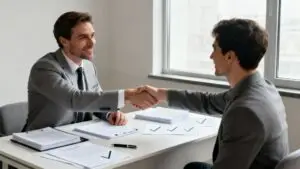 attorney for men in divorce business handshake