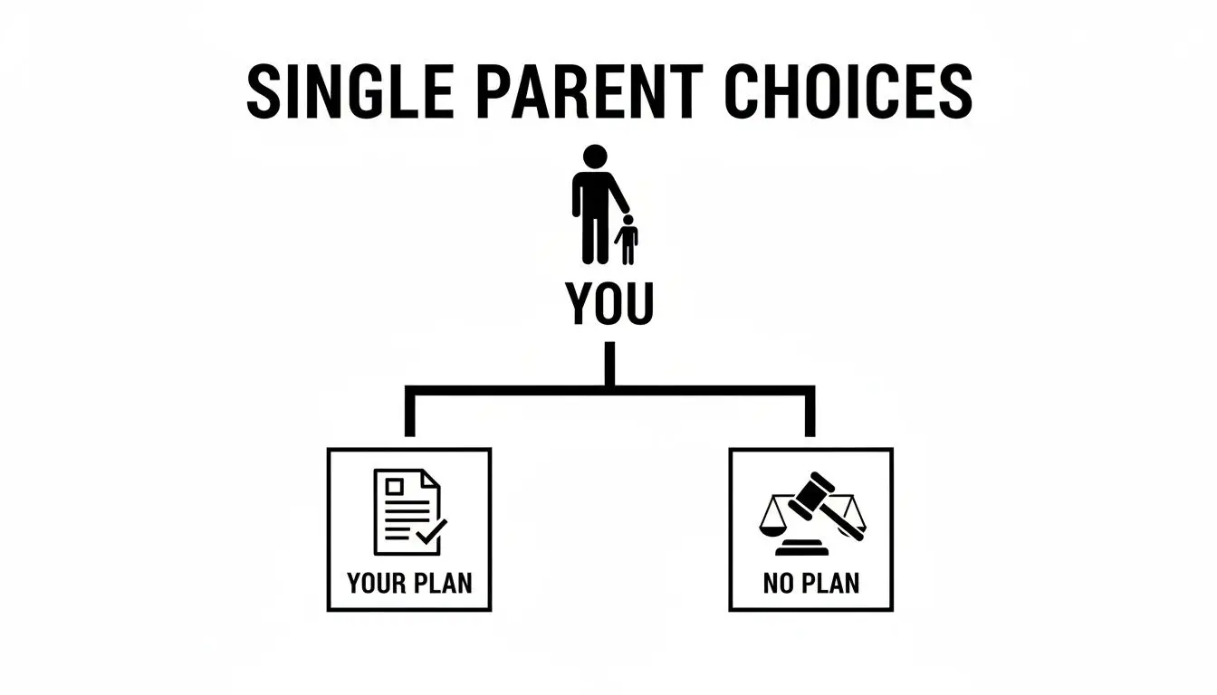 Estate Planning for Single Parents: A Guide to Securing Your Child's Future in Arkansas 1 A flowchart titled 'Single Parent Choices' illustrating the decision between 'Your Plan' (document) and 'No Plan' (legal system).