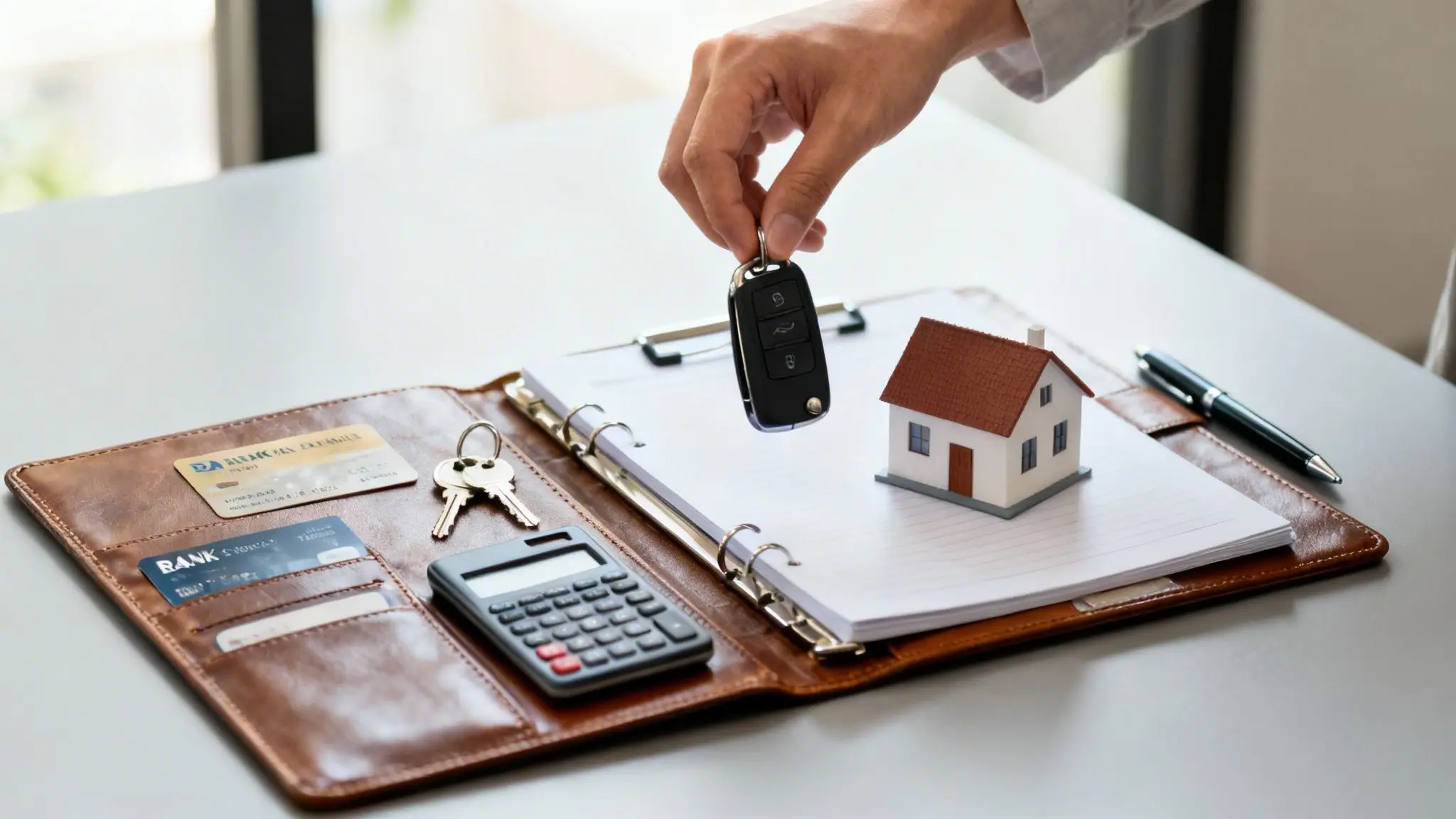 What Is a Financial Power of Attorney in Arkansas? 2 A person's hand holds car keys above a desk with a model house, calculator, and credit cards.